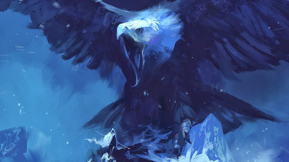 eagle digital wallpaper, eagle, birds, artwork, fantasy art HD wallpaper