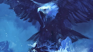 eagle digital wallpaper, eagle, birds, artwork, fantasy art