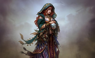 female sorcerer graphic art HD wallpaper