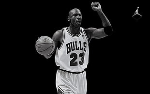 Michael Jordan, monochrome, Michael Jordan, basketball, sports