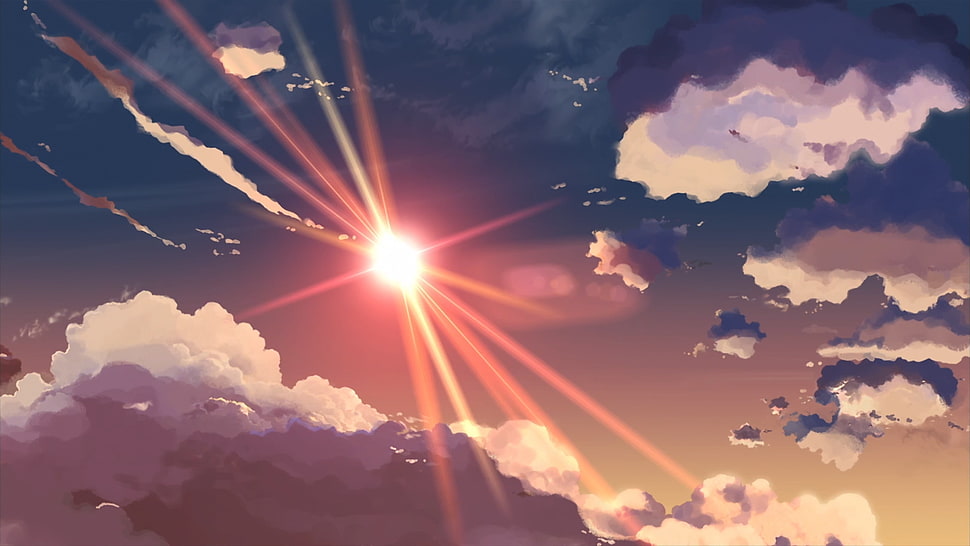 sun rays illustration, 5 Centimeters Per Second, anime HD wallpaper