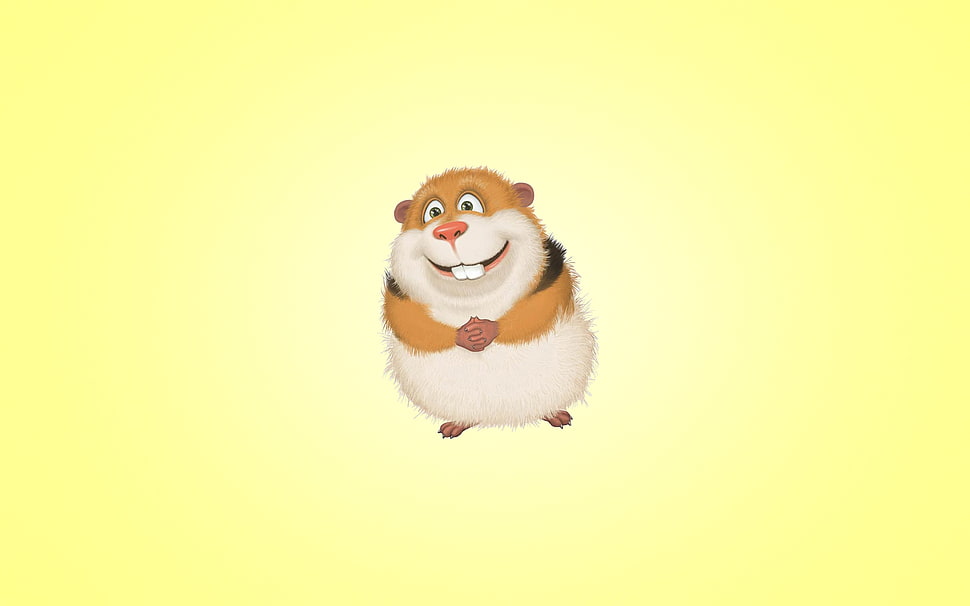 brown and white rodent cartoon character illustration HD wallpaper