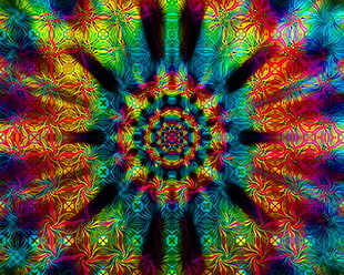 multicolored mandala digital wallpaper, psychedelic, colorful, abstract