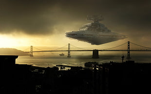 gray spaceship, Star Wars, Star Destroyer, San Francisco