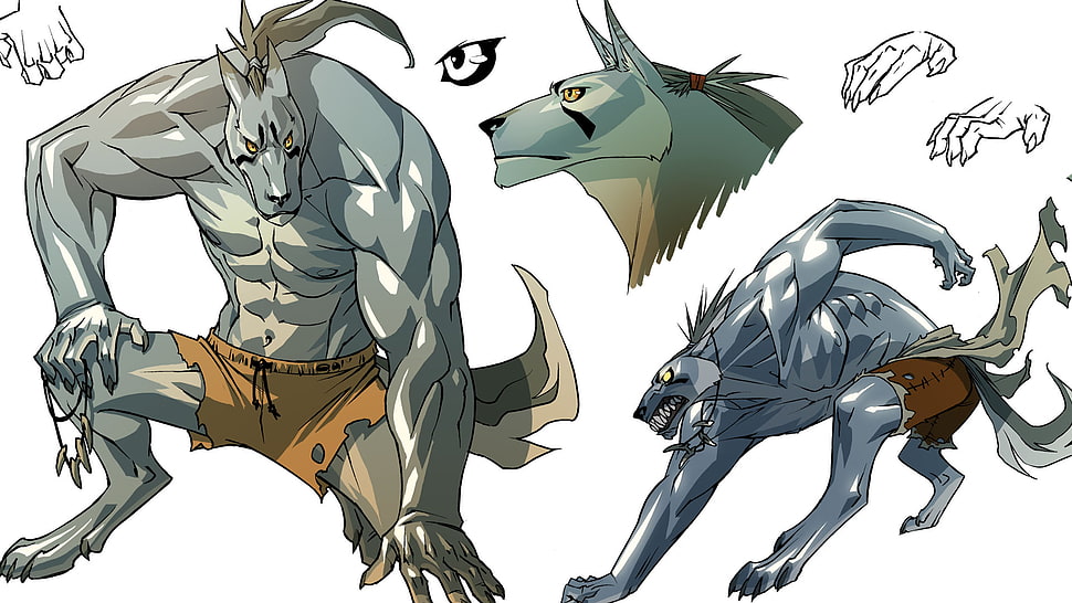 gray werewolf illustration, Florent Maudoux, Freaks' Squeele, French, comic books HD wallpaper