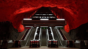 escalator, Stockholm, Sweden, metro HD wallpaper