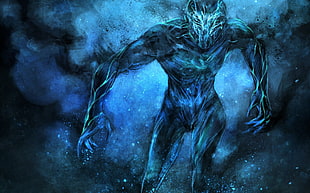 blue and black monster digital wallpaper, Outlast, creature, blue