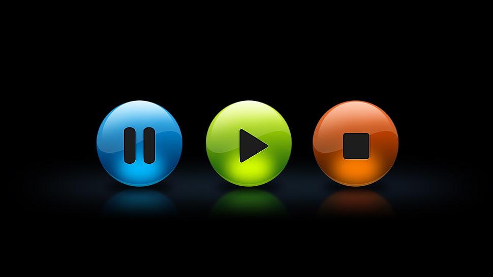 blue, green, and orange button illustrations HD wallpaper