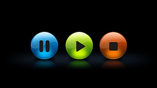blue, green, and orange button illustrations HD wallpaper