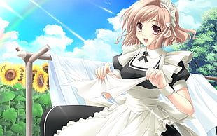 female anime character with white and black dress