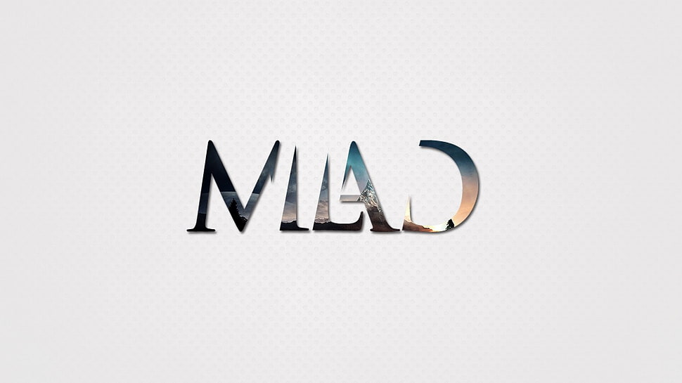 MAD text, artwork, typography, white HD wallpaper