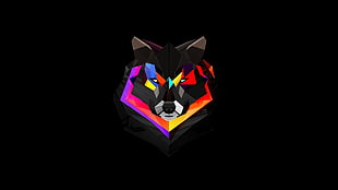 red and black wolf illustration