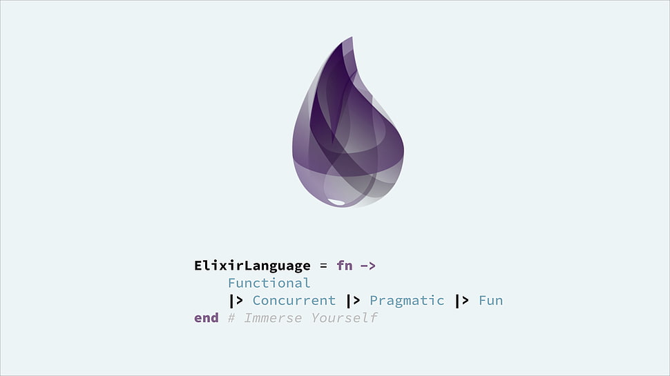purple droplet logo, code, elixir, programming HD wallpaper