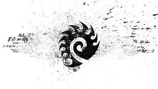 black and white logo, Starcraft II, Zerg, grunge, video games