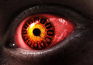 red and black analog clock eye wallpaper, eyes, Date A Live