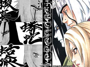 Naruto manga cover illustration, Naruto Shippuuden, Jiraiya, Tsunade, Orochimaru