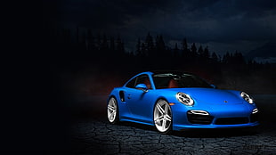 blue coupe, Porsche, blue cars