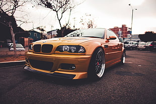 orange BMW car, car, vehicle, BMW M3 E46