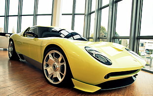 yellow and black car bed frame, car, Lamborghini, Lamborghini Miura, yellow cars