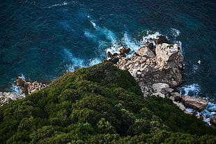 gray rock formation, landscape, coast HD wallpaper