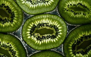shallow focus of slice green kiwi
