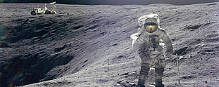 white astronaut suit, Moon, space