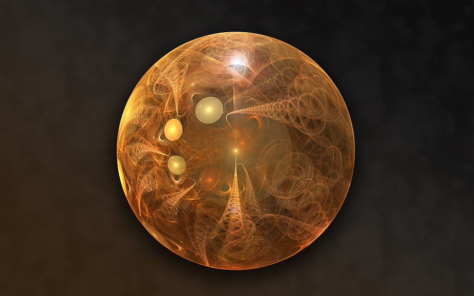 round orange polished stone HD wallpaper