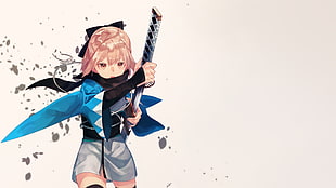 brown-haired female anime character, samurai, sword, katana, Sakura Saber