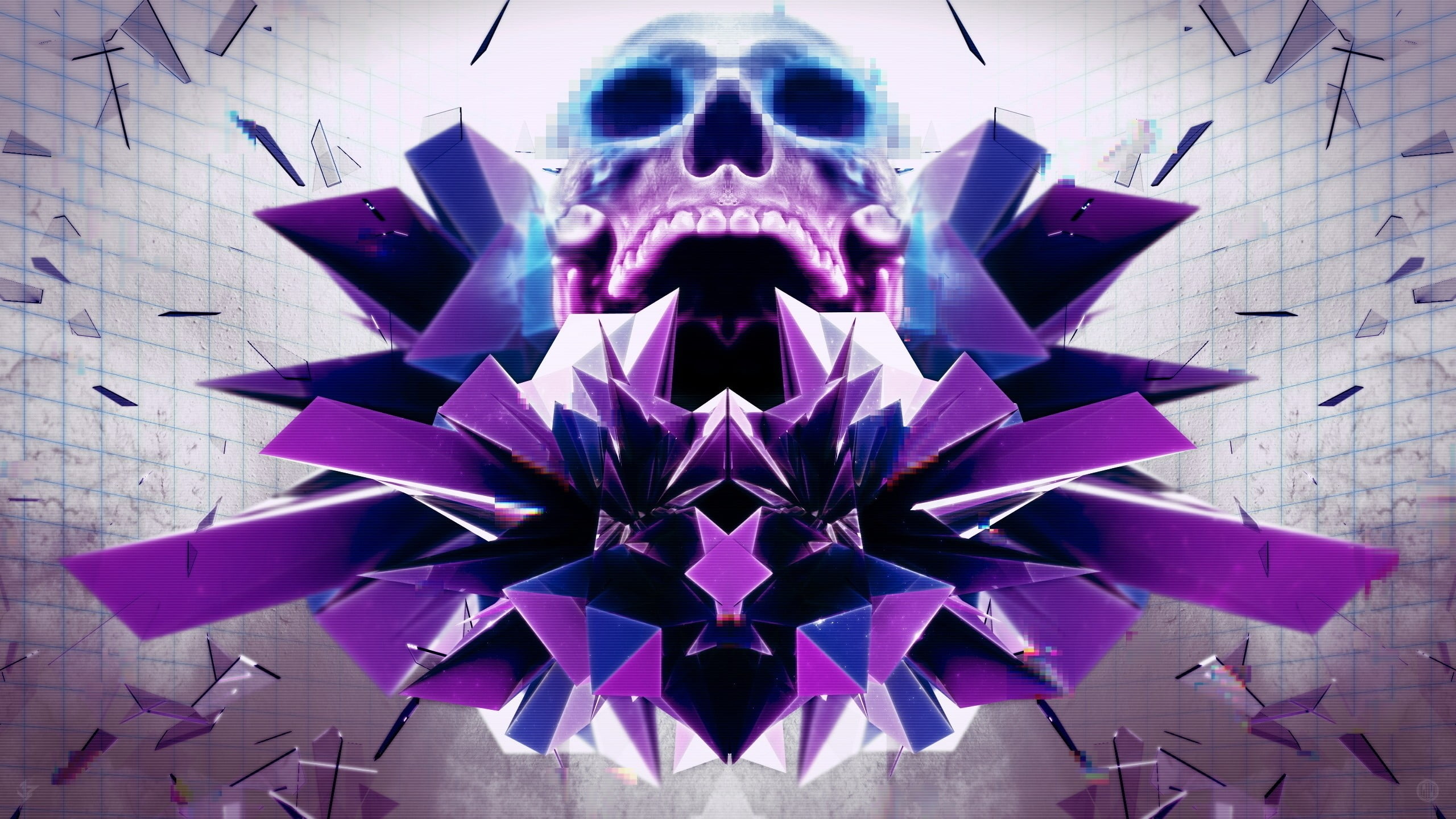 Purple skull digital wallpaper abstract skull pixelated digital art HD  wallpaper  Wallpaper Flare