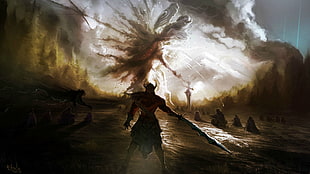 warrior wallpaper, battle, Fantasy Battle, sword HD wallpaper