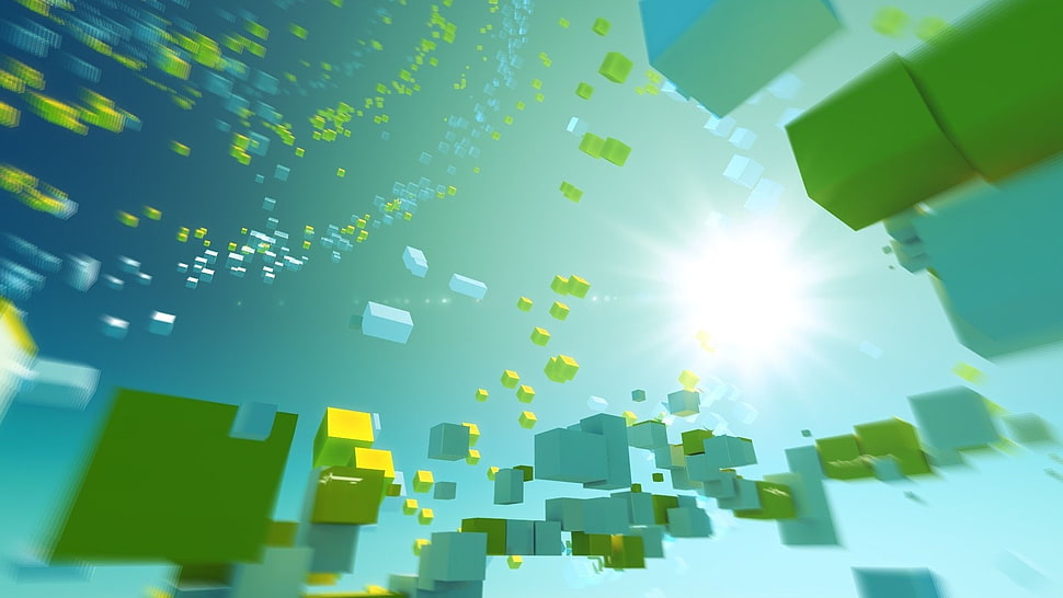 blue and green abstract painting HD wallpaper