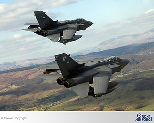 two gray Royal Air Force planes, Panavia Tornado, jet fighter, airplane, aircraft