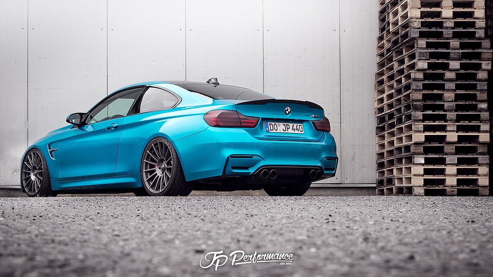 blue 3-door hatchback, BMW, JP Performance, BMW M4, blue cars HD wallpaper