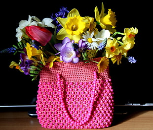 flower arrangement with pink vase