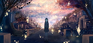 black haired female anime character screenshot HD wallpaper