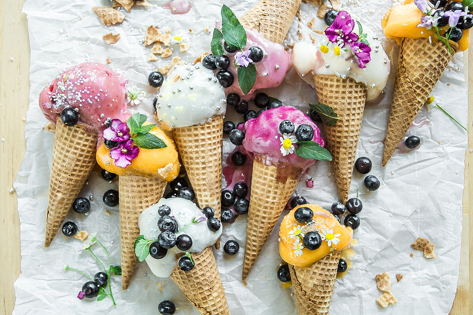 assorted-flavor ice cream lot HD wallpaper