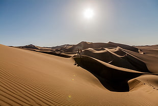 two people standing on desert field during daytime, peru HD wallpaper