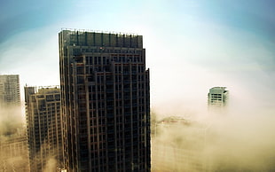 aerial photography of high-rise building with sandstorm during daytime