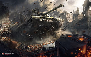 gray battle tank PC game digital wallpaper, World of Tanks, tank