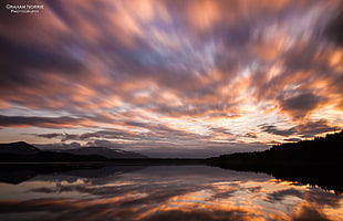 time lapse photograph of lake and clouds HD wallpaper