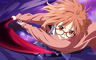 red haired female anime character digital wallpaper, Kyoukai no Kanata, Kuriyama Mirai, pink hair