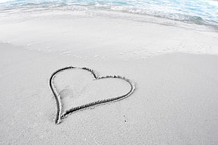 white sand with Heart shaped
