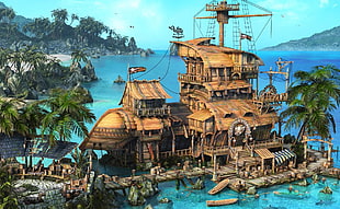 Pirate Ship illustration HD wallpaper