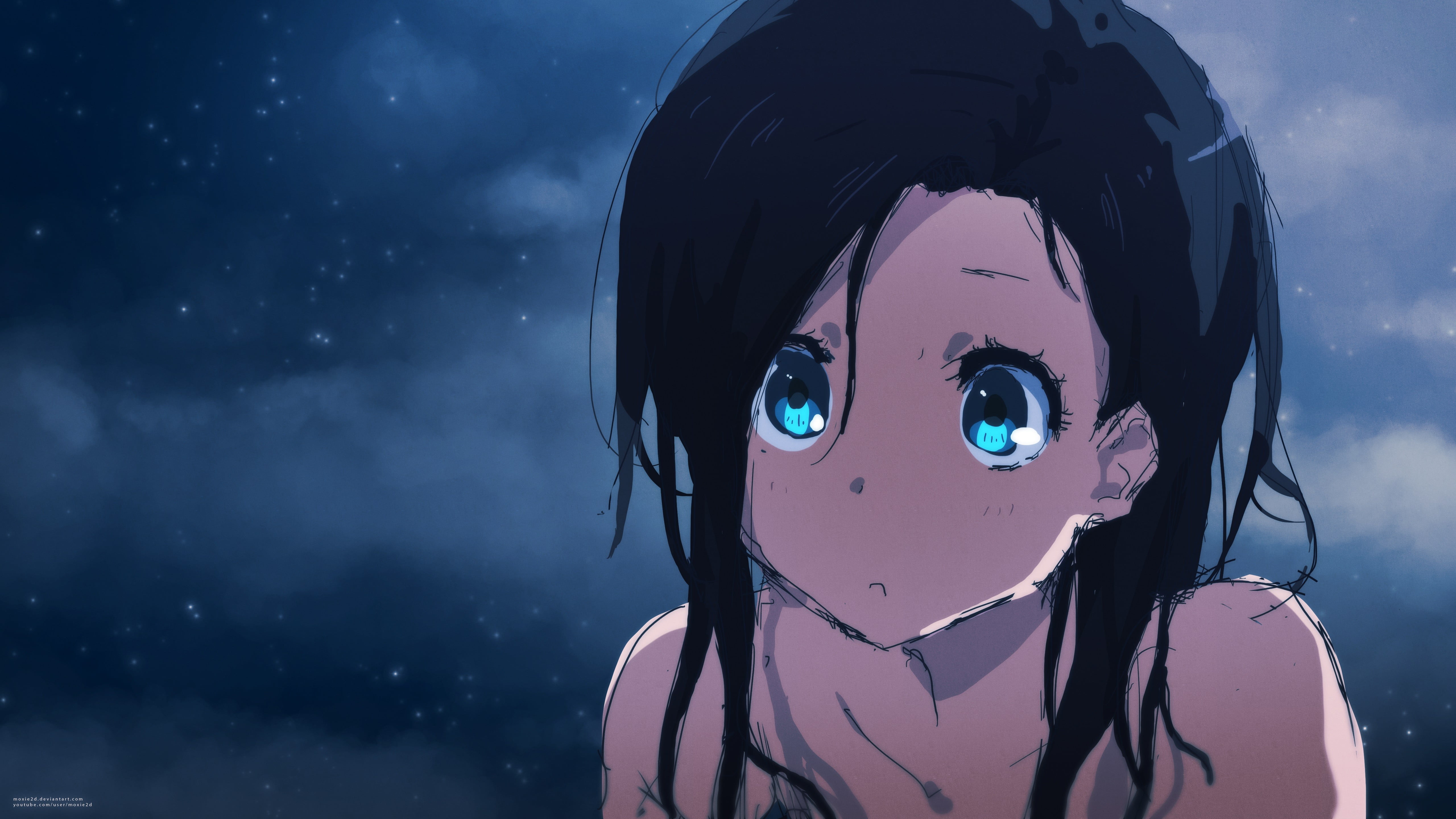 black haired female anime character +