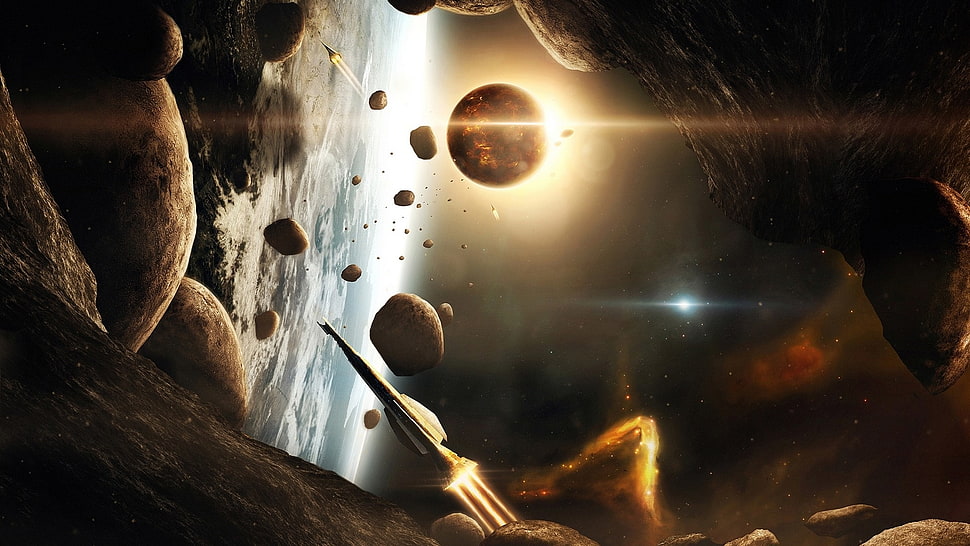 asteroid photo, digital art, CGI, render, 3D HD wallpaper