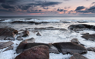 black rock, landscape, beach