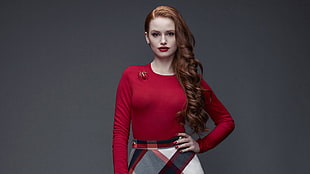woman wearing red sweatshirt HD wallpaper