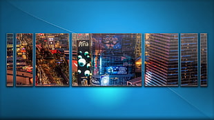 six panel wall arts, blue, collage, cityscape, Las Vegas