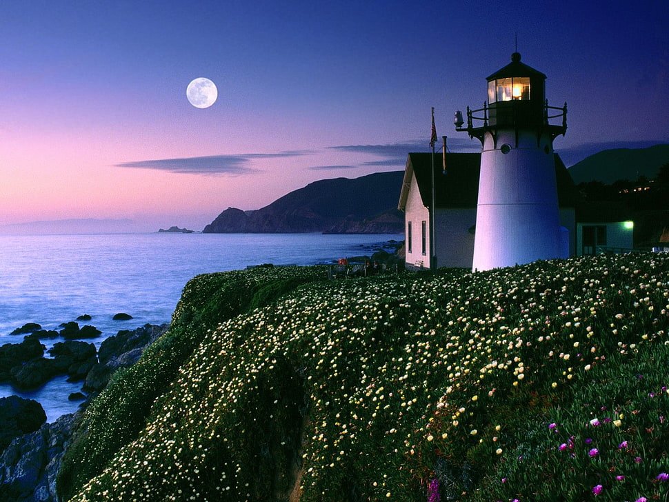 white lighthouse, lighthouse HD wallpaper