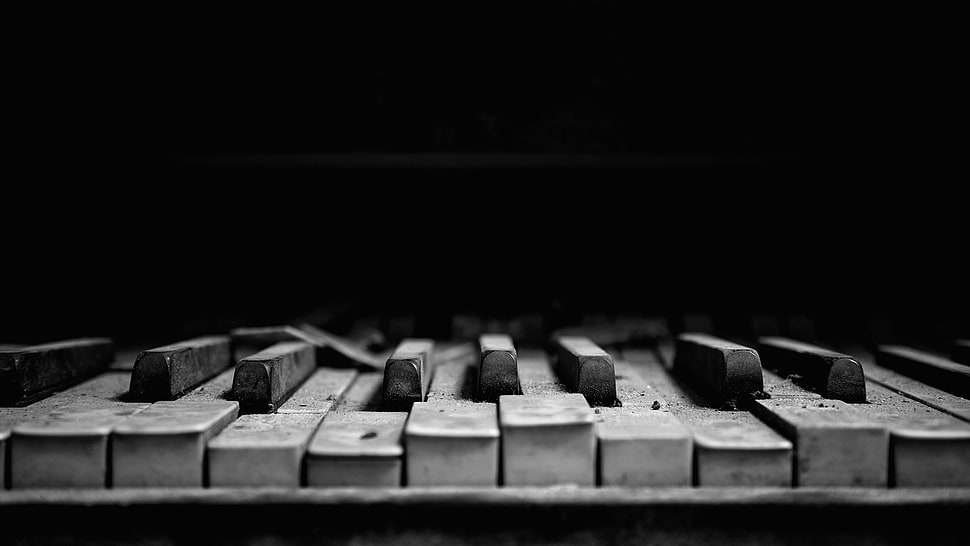 grayscale photography of piano HD wallpaper